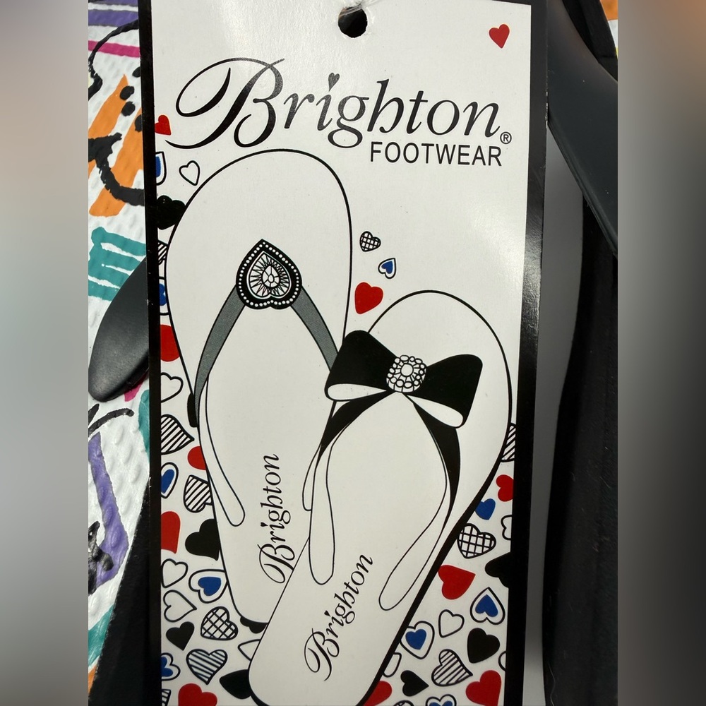 Brighton Moda Wedge Platform Flip Flops Thong Sandals w/Heart Accent, Size 8 NWT - Picture 8 of 12
